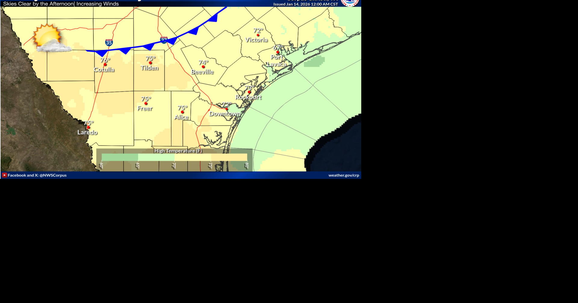 Mostly clear skies today across South Texas