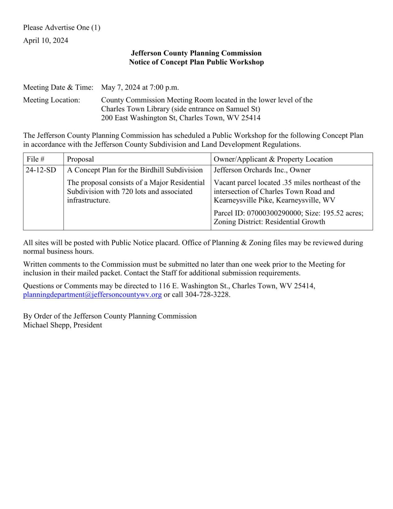 LEGAL ADS - APRIL 10, 2024 EDITION | Legals | Spiritofjefferson.com