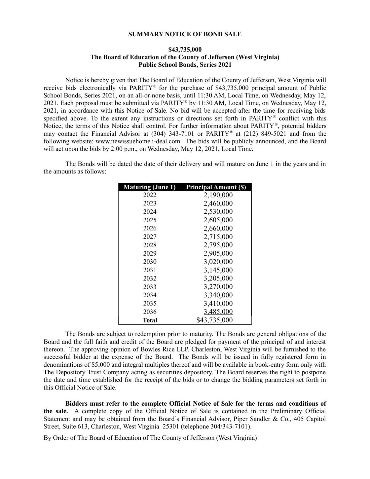 LEGAL ADS - APRIL 28, 2021 EDITION | Legals | Spiritofjefferson.com