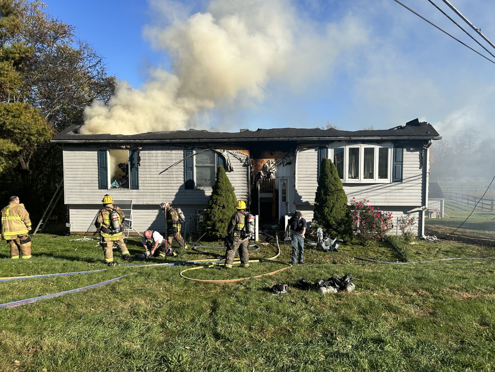 Total Loss: Fire Engulfs Two-Story Home in Middleway