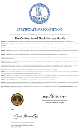 Proclamation honors Black History Month centennial