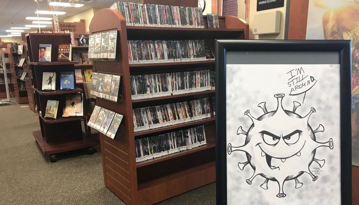 COVID-19 poster in Gordonsville Library