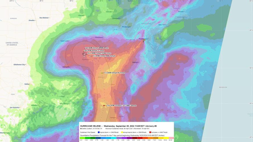 Helene Forcast Flooded roads delay school in Culpeper