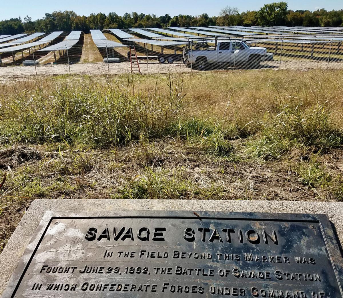 Solar panels at Savage's Station battlefield