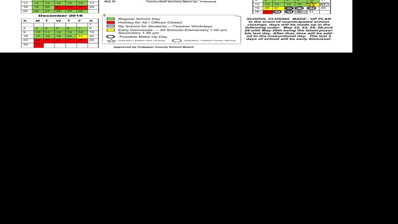 Culpeper County Schools Calendar