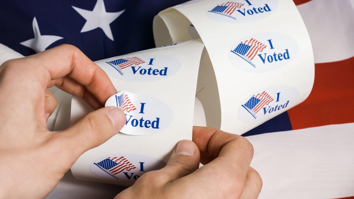 'I voted' sticker with USA flag