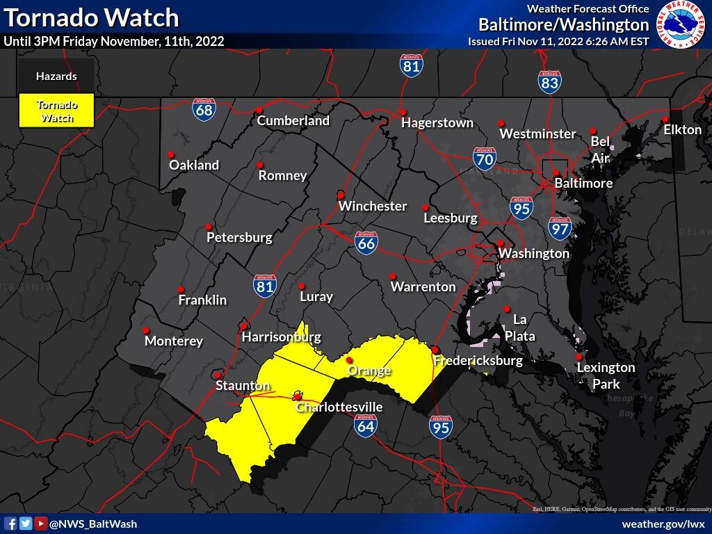 WEATHER ALERT Tornado watch in effect until 3 p.m., flooding possible