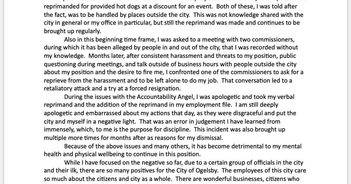 Printable Rod Rests Oglesby Clerk Put on Paid Leave for the Rest of Her Last Week; New DG ...