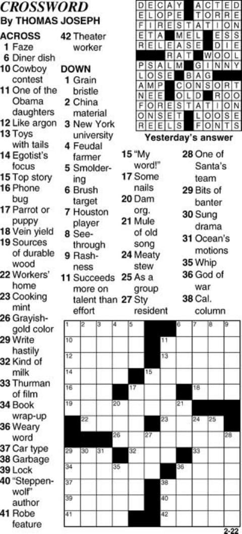 Feb. 22, 2023, crossword | | state-journal.com