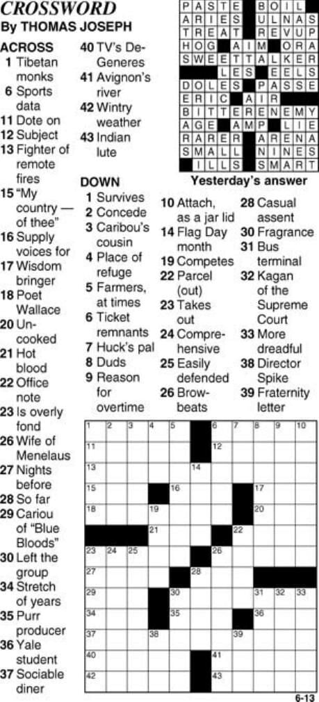 June 13, 2023, Crossword | | State-journal.com