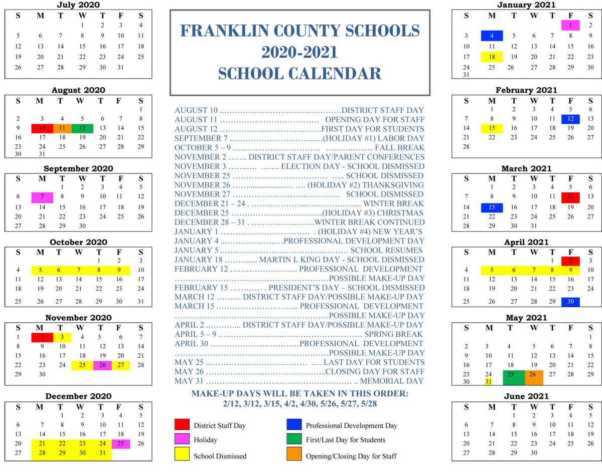 Franklin County Schools approve 202021 calendar Education state