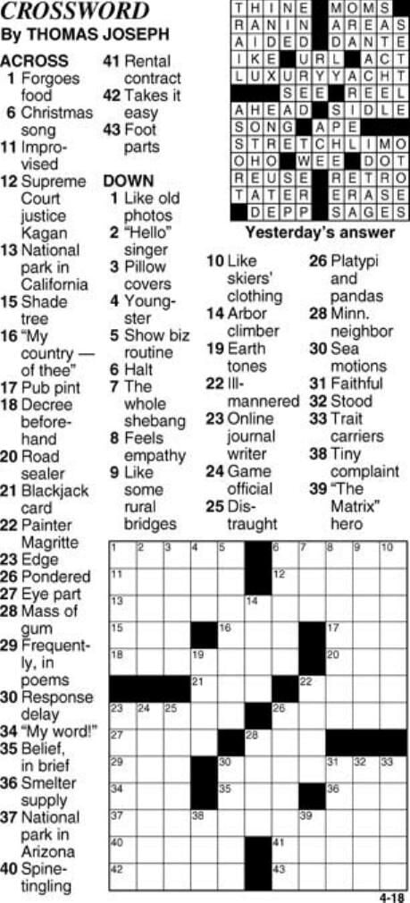 April 18, 2023, crossword | | state-journal.com