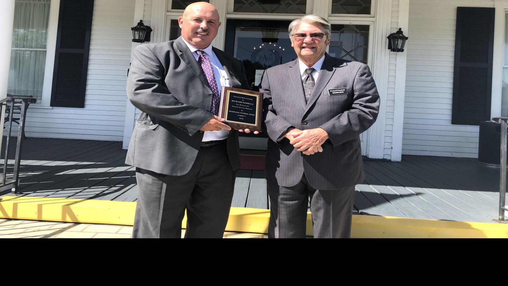 Kimball Honored For 26 Years Of Service To Nicholson Funeral Home Local News Statesville Com