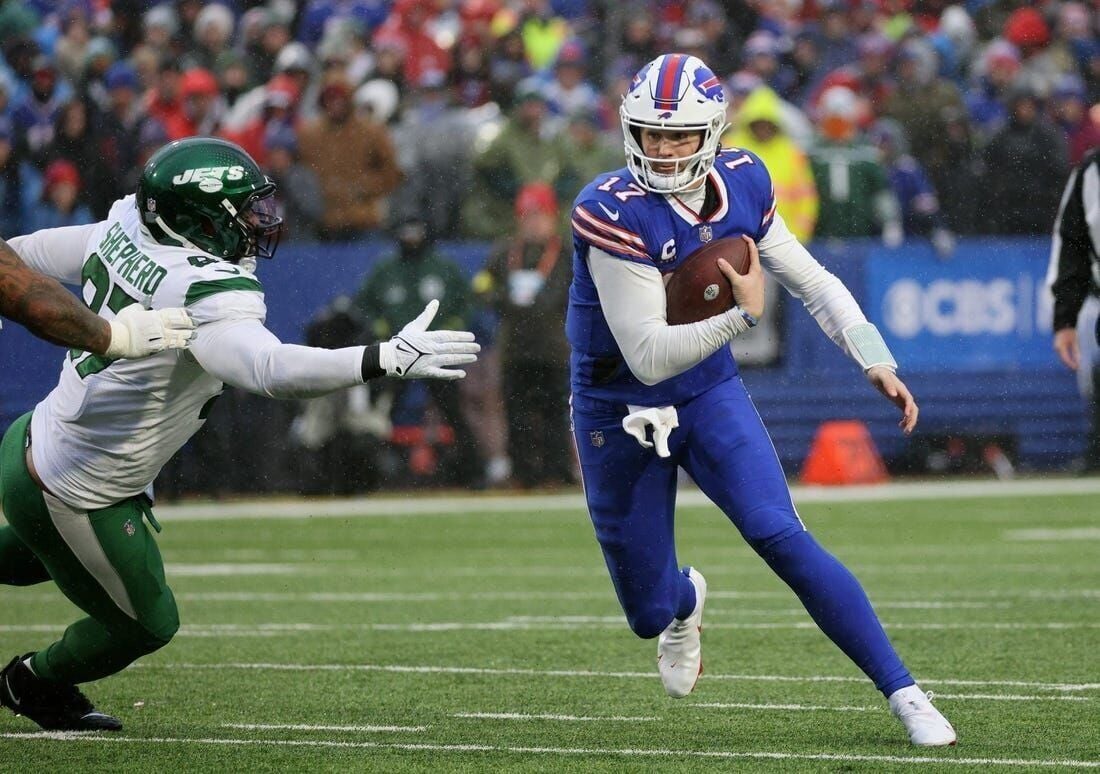 Sunday Night Football on NBC on X: Aaron Rodgers vs. Josh Allen