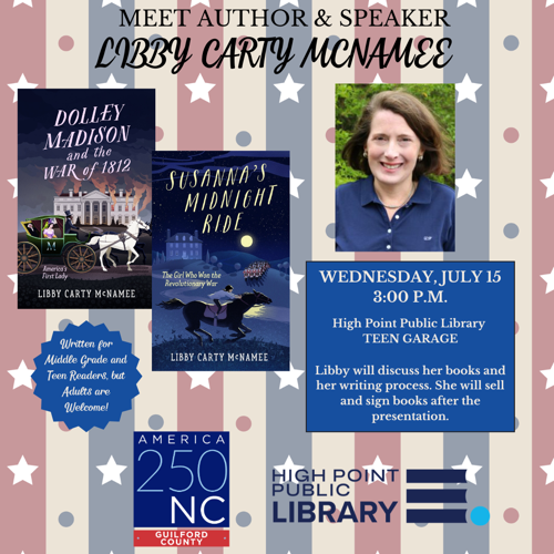 High Point Public Library will Host Award-winning Author and Speaker Libby McNamee!