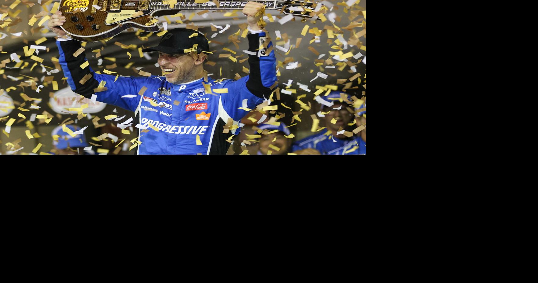 Denny Hamlin wins NASCAR race in Nashville, celebrates with bow for Kyle Busch MARK GIANNOTTO and MITCHELL NORTHAM USA Today Jun 1, 2026 13 sec ago