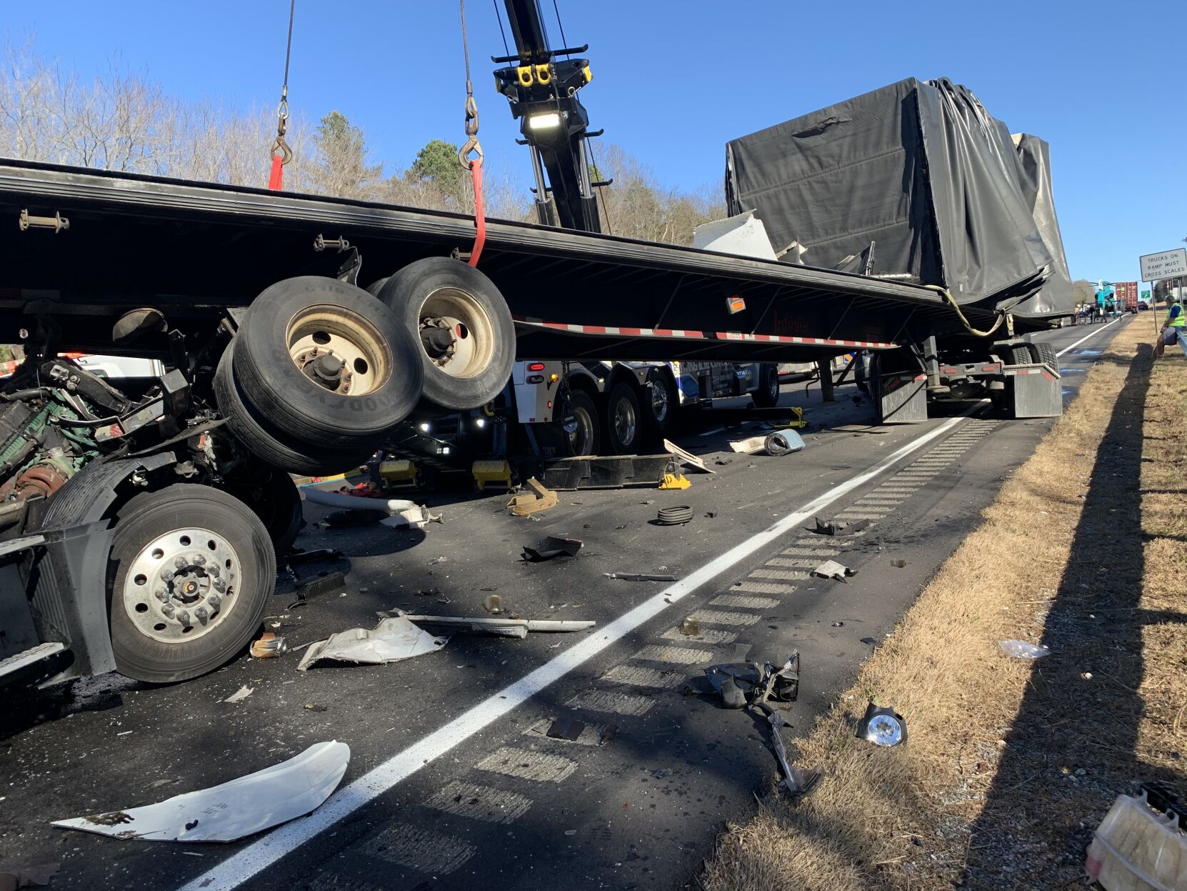 Truck Driver Airlifted From Crash Involving Four Tractor-trailers ...