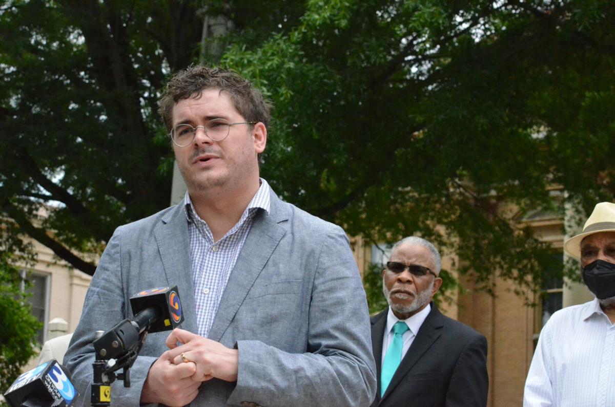 Rev. Robert Wright Lee IV speaks at a press conference at the Iredell County Government Center on Tuesday in Statesville.
