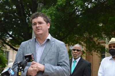 Rev. Robert Wright Lee IV speaks at a press conference at the Iredell County Government Center on Tuesday in Statesville.