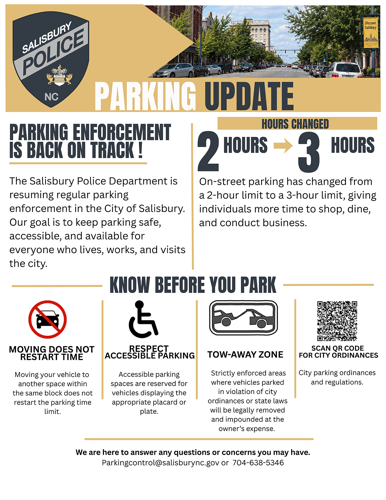Salisbury Police Parking Enforcement Update