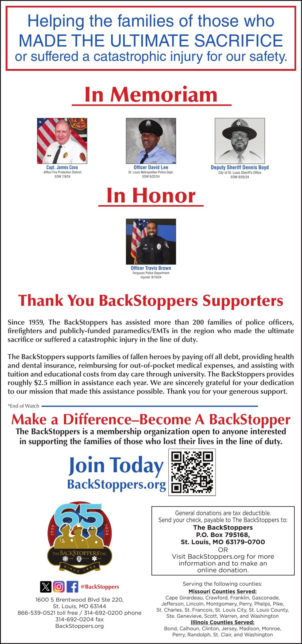 BACKSTOPPERS INC - Ad from 2024-12-28