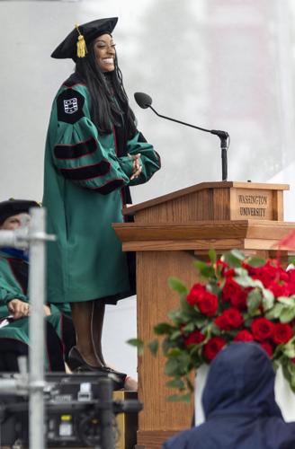 Simone Biles addresses graduates at Washington University's 164th commencement ceremony