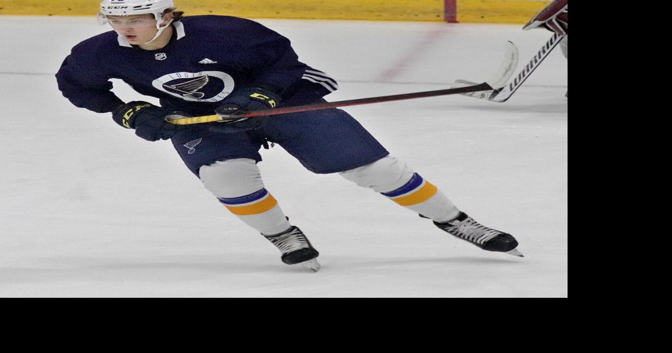 Fitting in: Following equipment snafu, Blues prospect Zach Dean