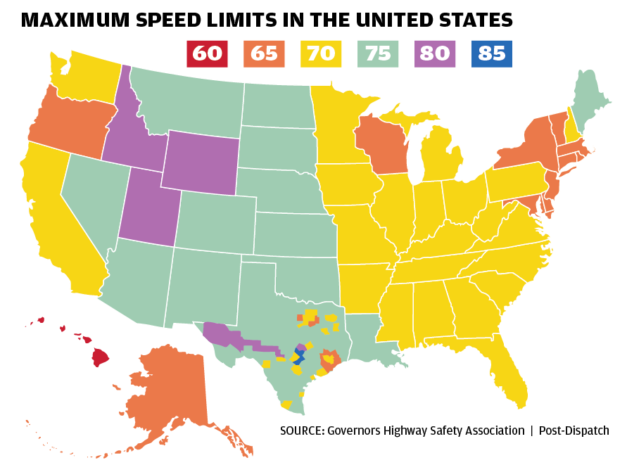 usa free speed limit map