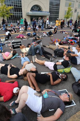 Protesters on Sunday, Sept. 17, 2017