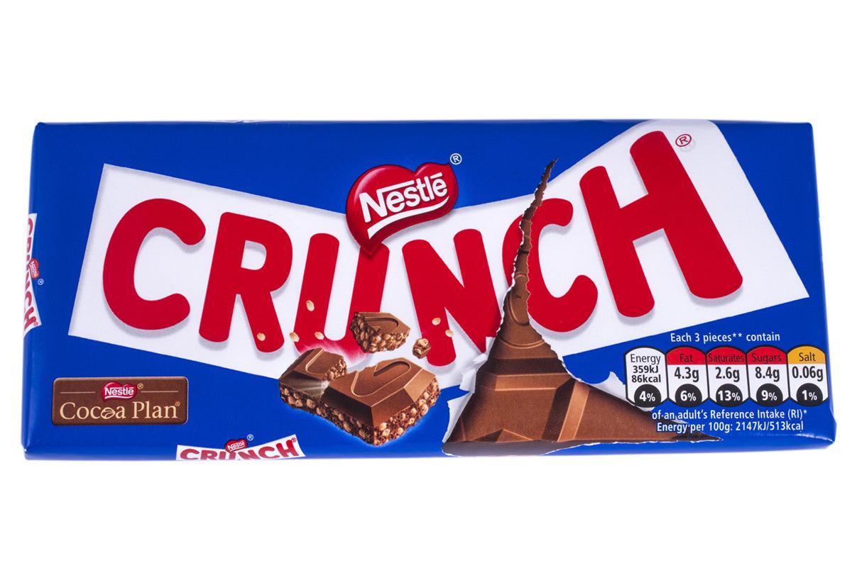 Full Box of 16 Nestle Crunch Milk Chocolate Sharing Bars 100g Tracked  Delivery