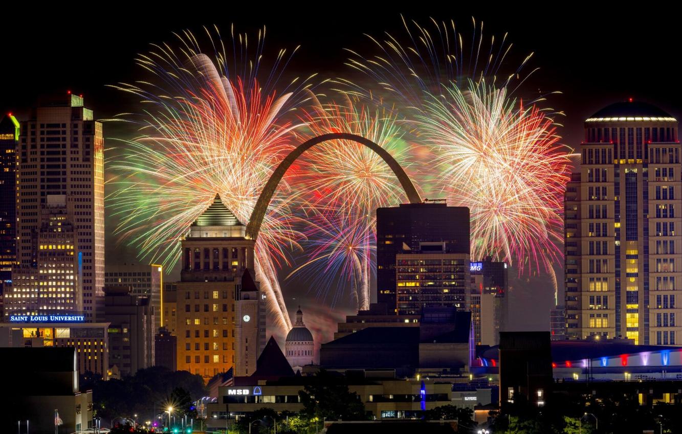 Photos: Fireworks over St. Louis skyline and the Arch
