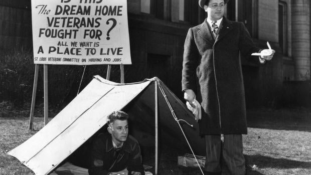 A Look Back • Returning WWII vets picketed City Hall to protest the tight housing market