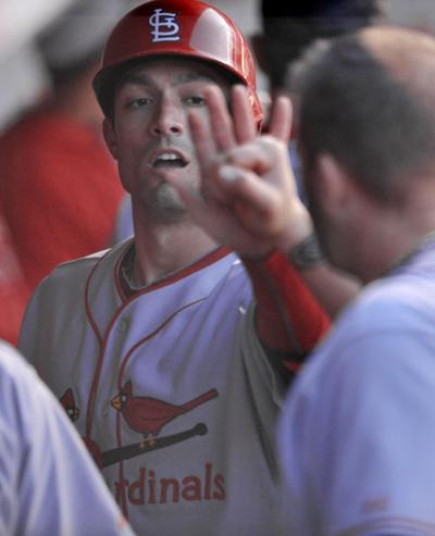 randal grichuk memphis hitter meanwhile hottest there stltoday celebrates ellis cardinals scoring teammates dugout louis mark double during st after