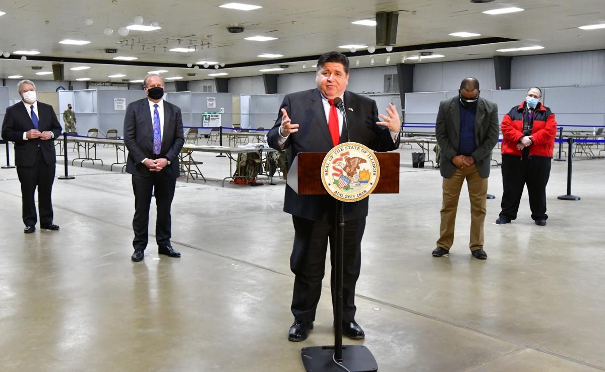 Illinois Governor J.B.Pritzker visits mass vaccination site in Belleville
