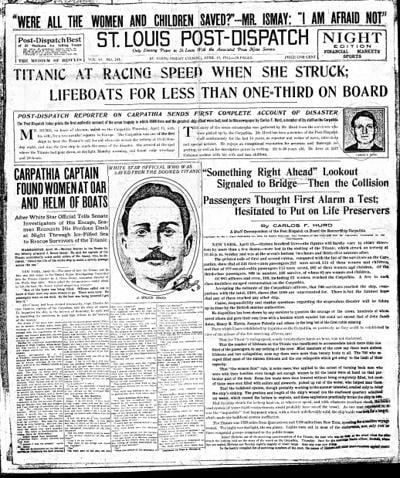 When Titanic sank in 1912, P-D reporter Carlos Hurd landed the story of a lifetime | Post ...