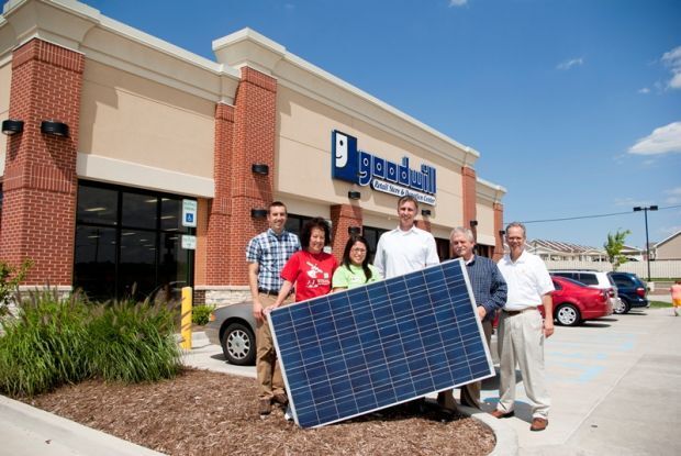 Solar panel outside Goodwill store