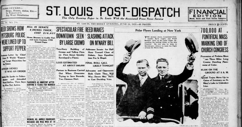 See the June 24, 1926, front page: Spectacular fire downtown seen by large crowd