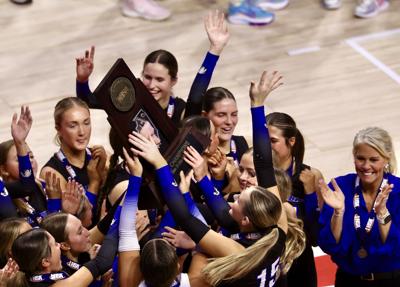 Columbia volleyball celebrates