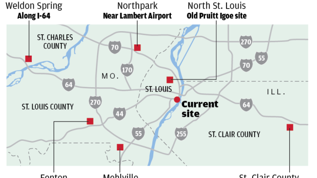 National Geospatial-Intelligence Agency names 6 possible sites for move in St. Louis area ...