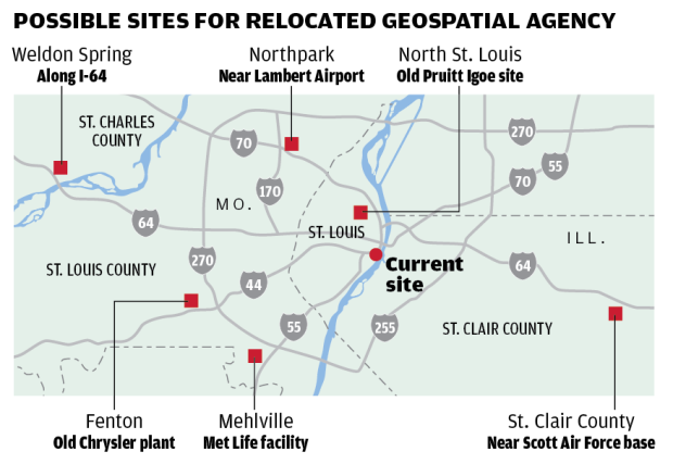 Possible sites for relocated National Geospatial-Intelligence Agency