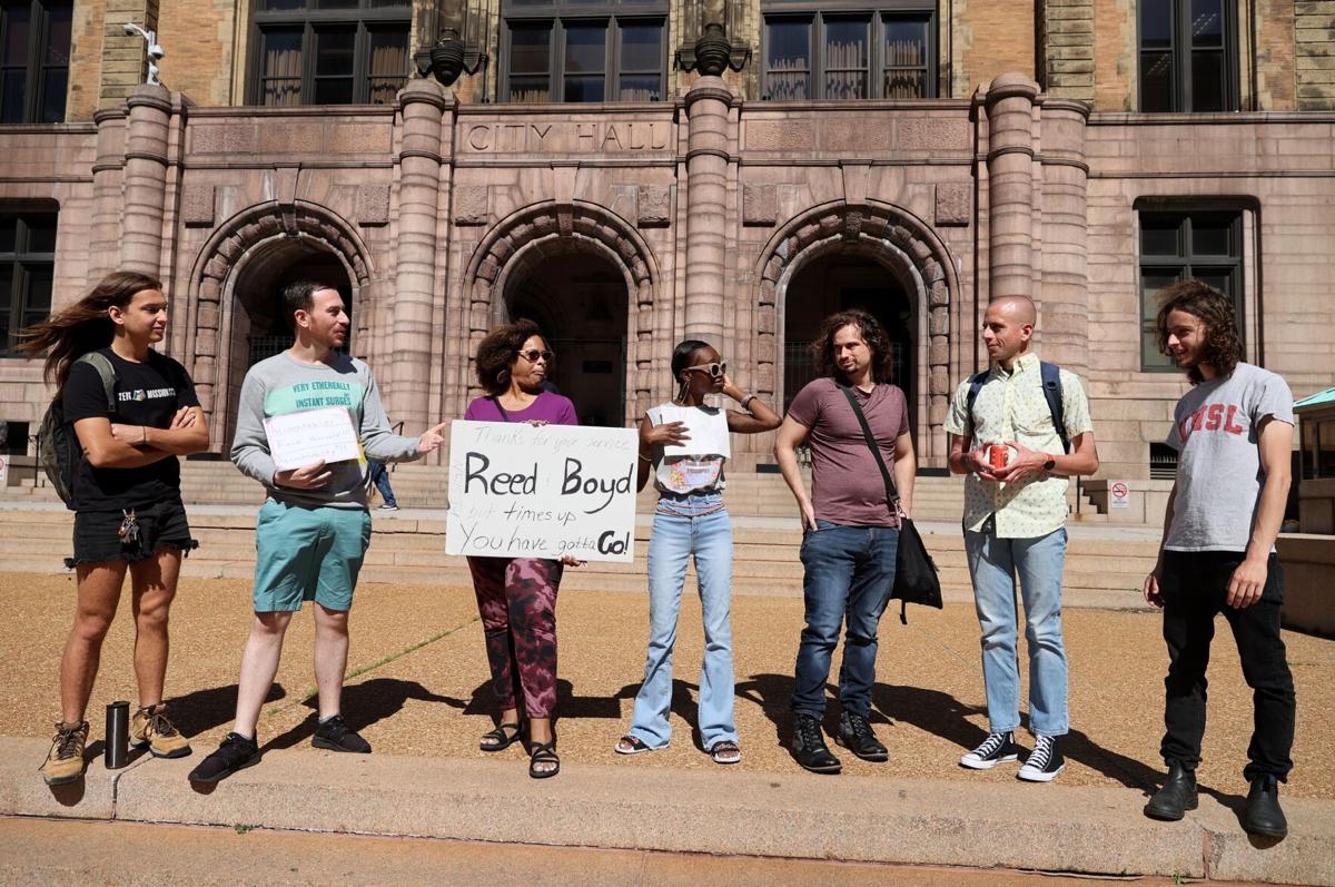 Small group of protesters call for indicted St. Louis officials to resign