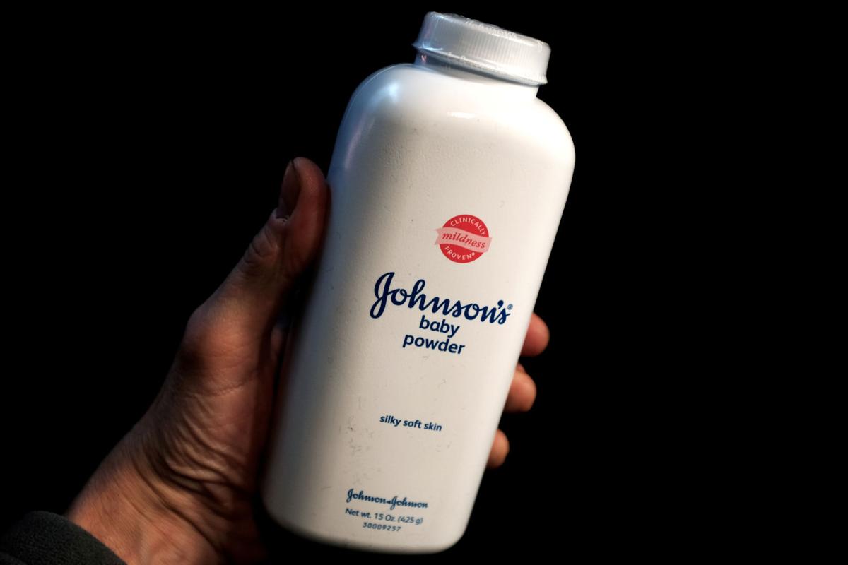 FILE PHOTO: A bottle of Johnson and Johnson Baby Powder is seen in a photo illustration taken in New York