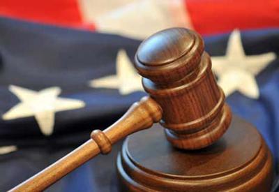 Gavel and flag background