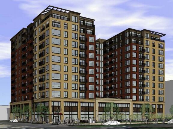 Rendering of proposed building at Lindell and Euclid