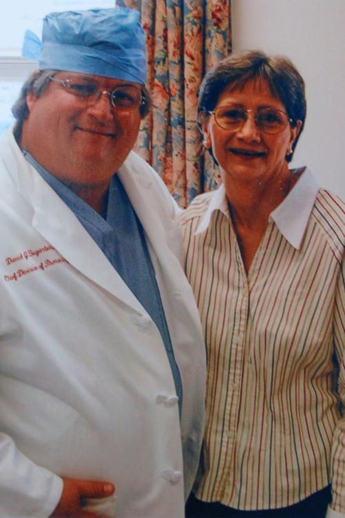 Darlene Coker is shown with her thoracic surgeon David Sugarbaker in this copy of a personal family photograph