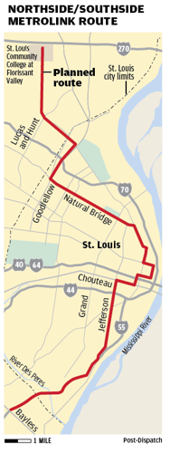 Northside/Southside MetroLink expansion route map