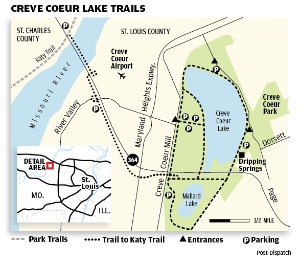 creve coeur park map Creve Coeur Lake Trails Map Stltoday Com creve coeur park map