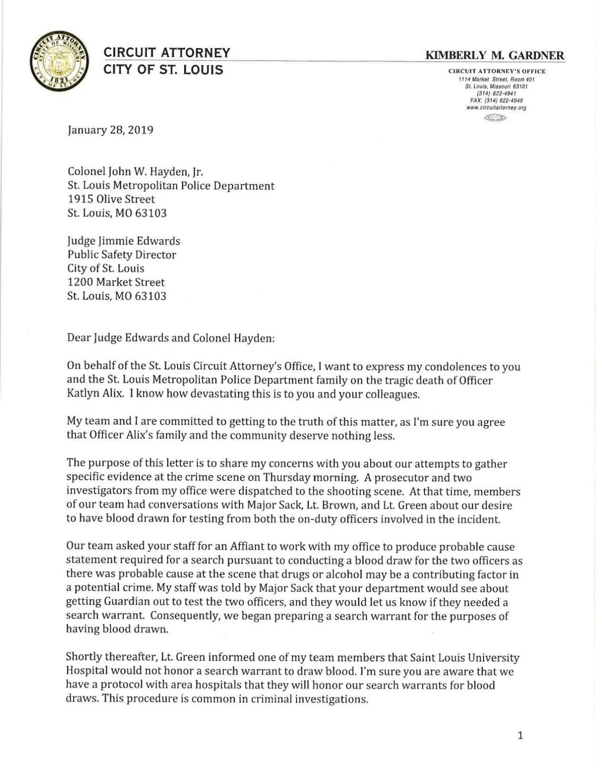 Letter St Louis Prosecutor Criticizes Investigation Into Officer S Shooting Online Stltoday Com