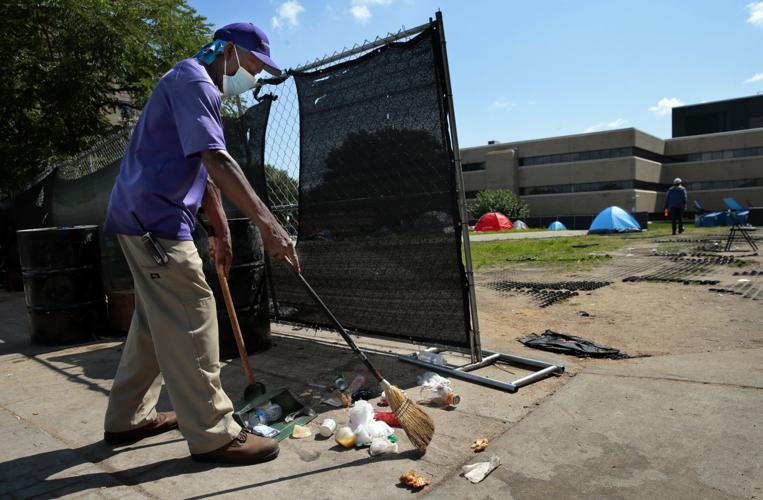 Tent camp in Interco Plaza still standing