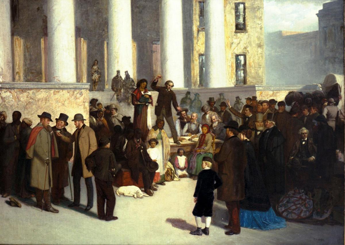 Slave sale on the courthouse steps